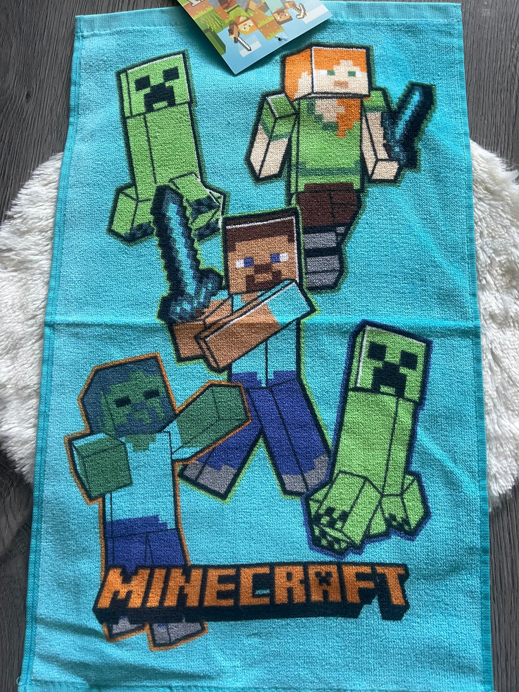 Minecraft Gesichts-/Handtuch 30x50cm (türkis)