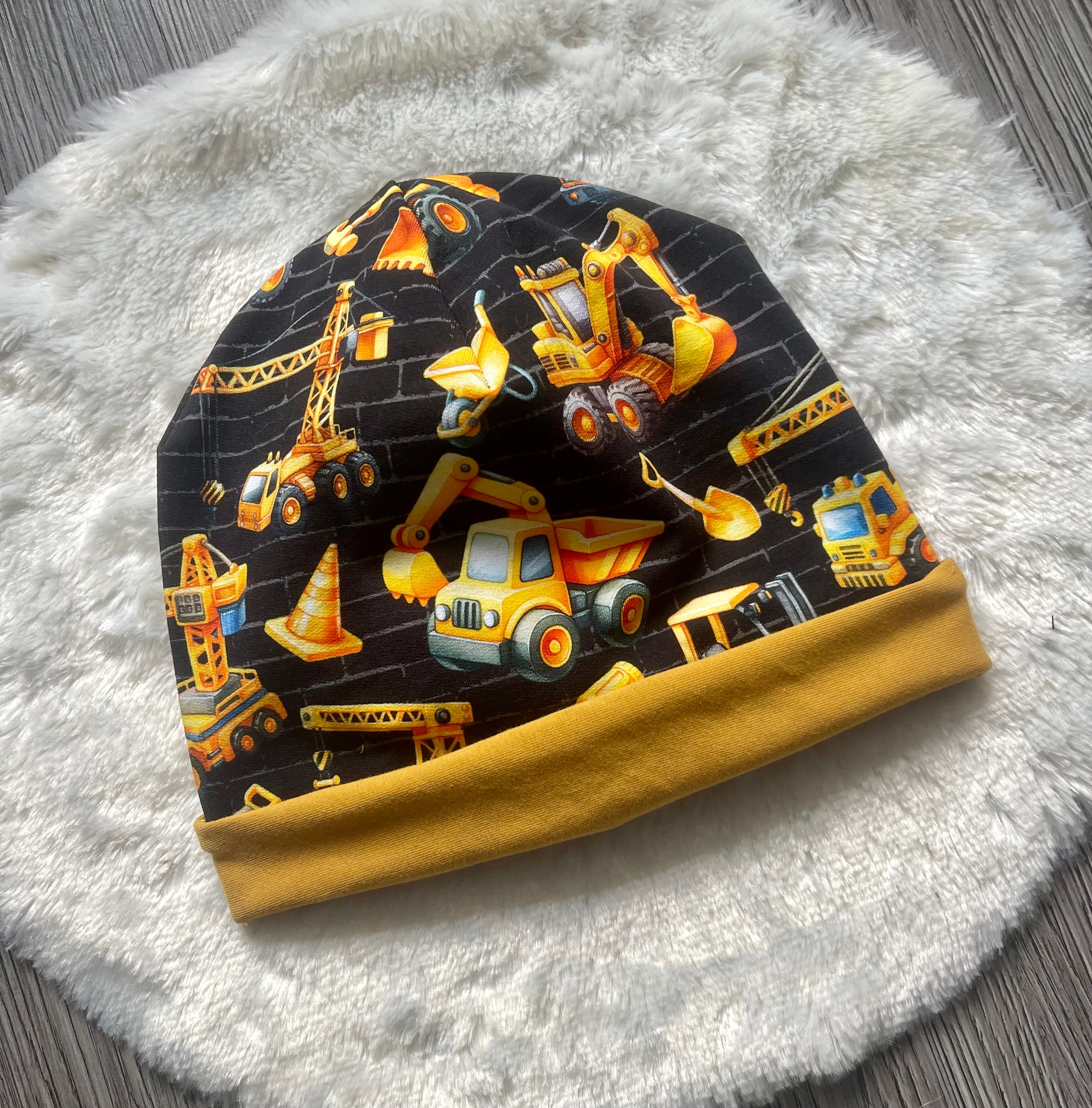 Handmade Beanie Baustellenfahrzeuge – Größe 52