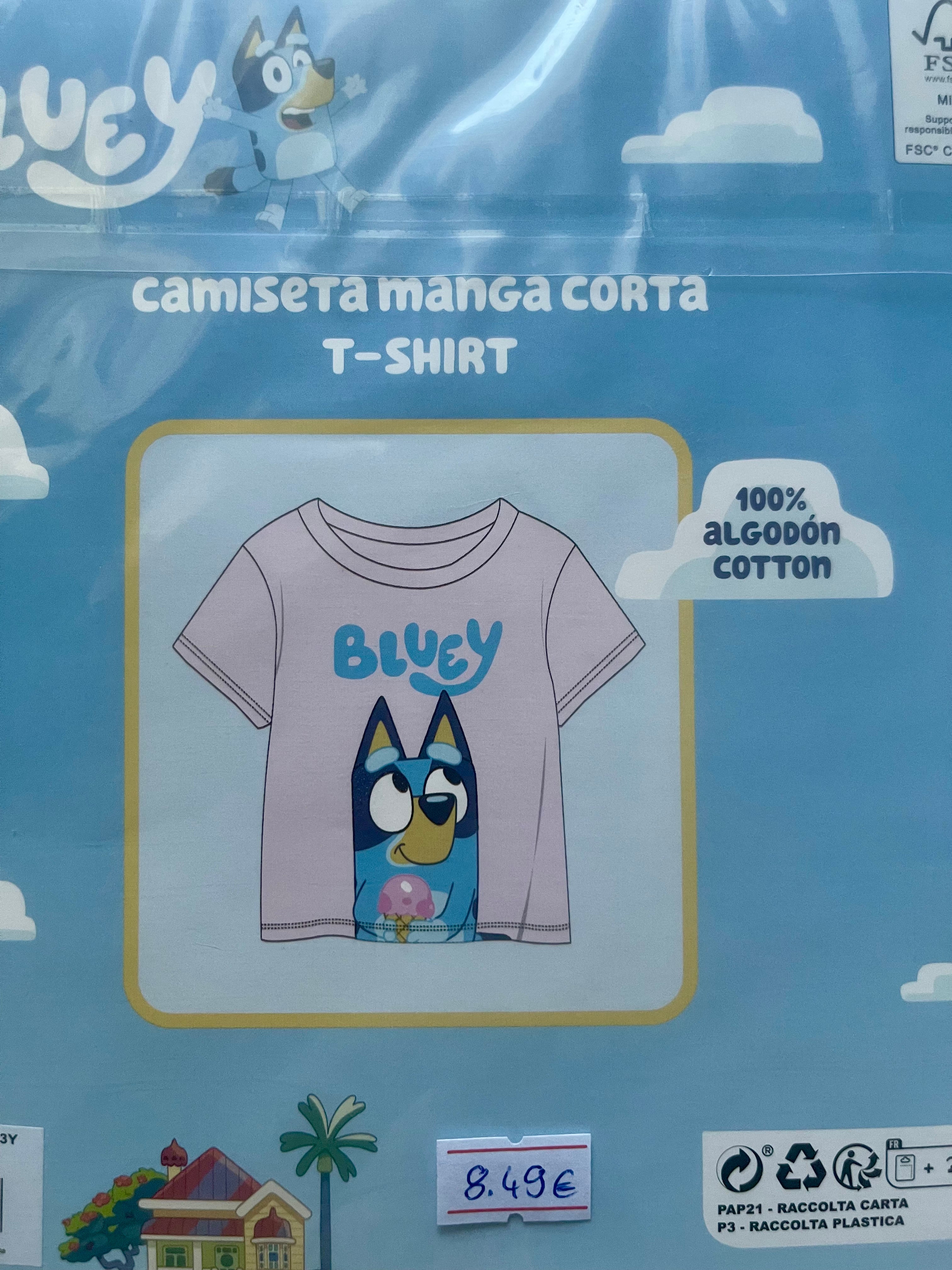 Bluey Mädchen T-Shirt mit Eismotiv – Rosa | Größen 98–110