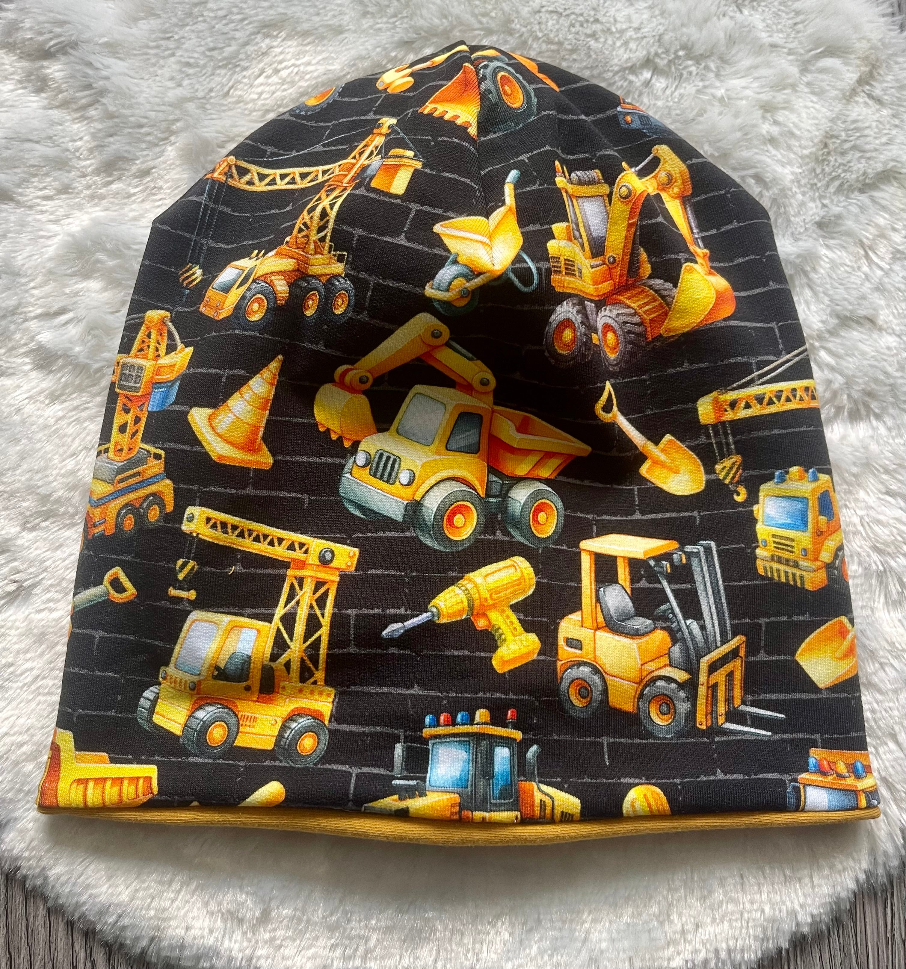 Handmade Beanie Baustellenfahrzeuge – Größe 52