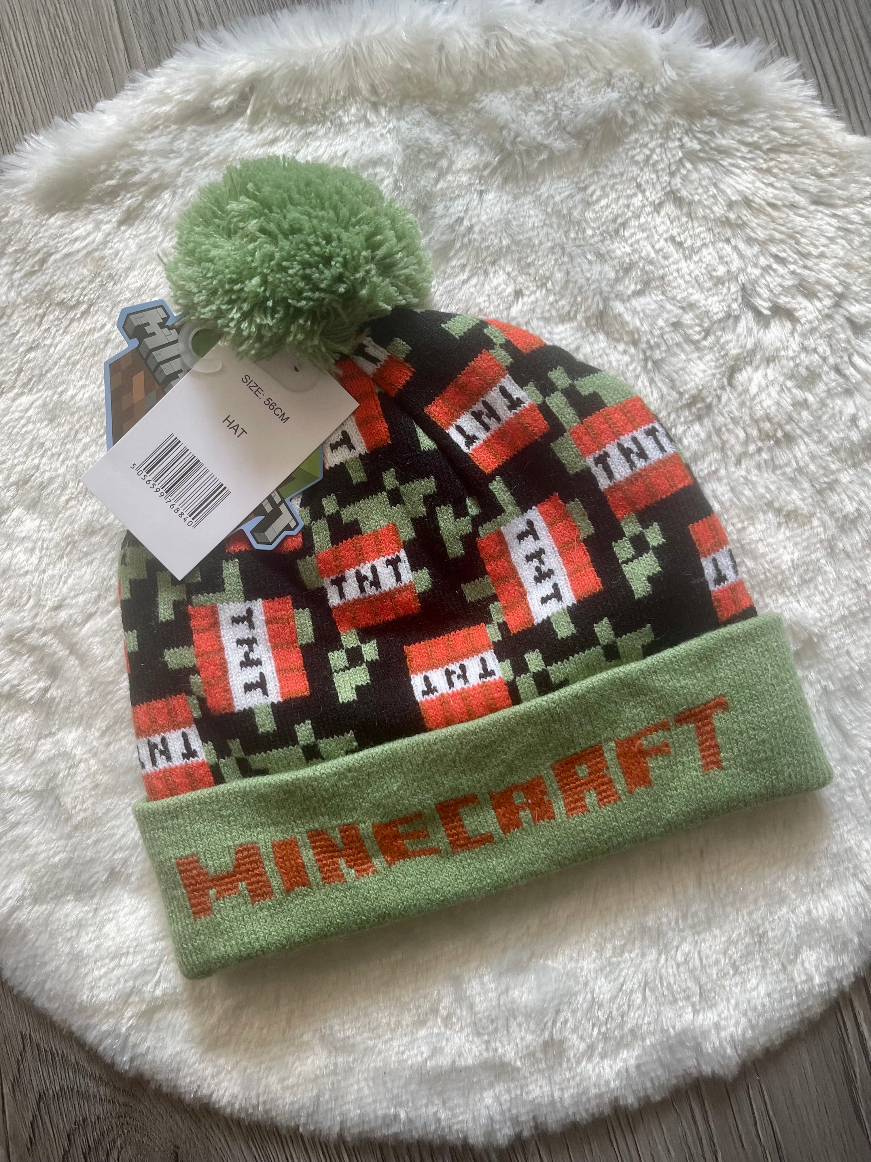 Minecraft Kinder Bommelmütze TNT – Grün/Schwarz | Gr. 56