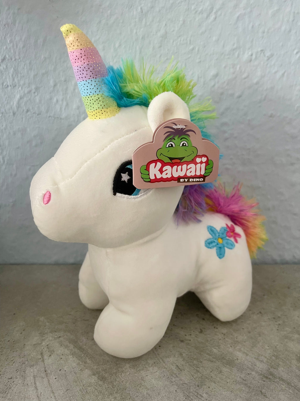 Plüsch-Einhorn 20 cm – Weiß mit Regenbogenmähne
