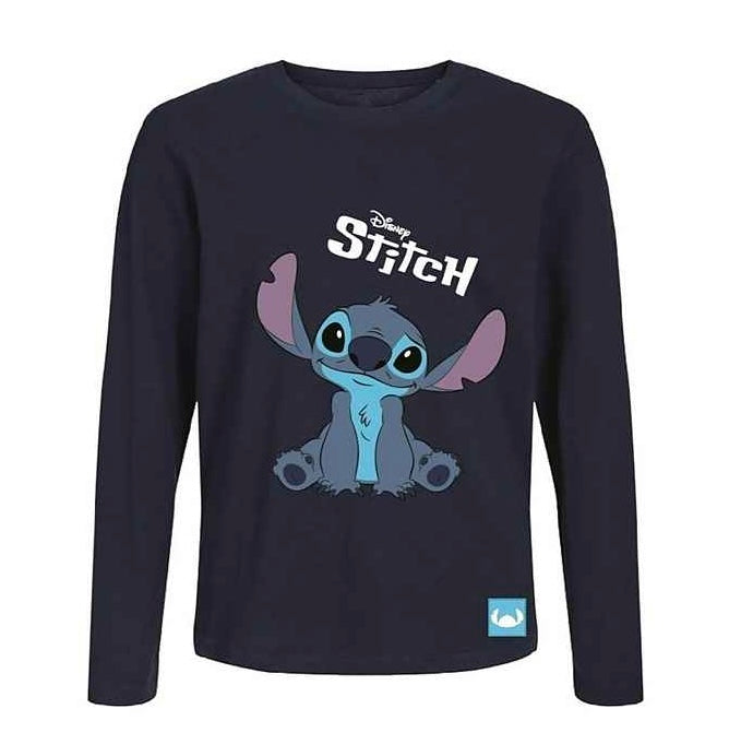 Disney Stitch Kinder-Langarmshirt – Dunkelblau | Gr. 92–116